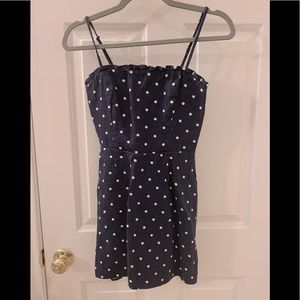 Reformation navy and white polka dot dress